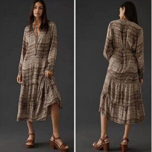 Anthropologie Cloth & Stone Mauve Tiered Striped Maxi Dress, Small